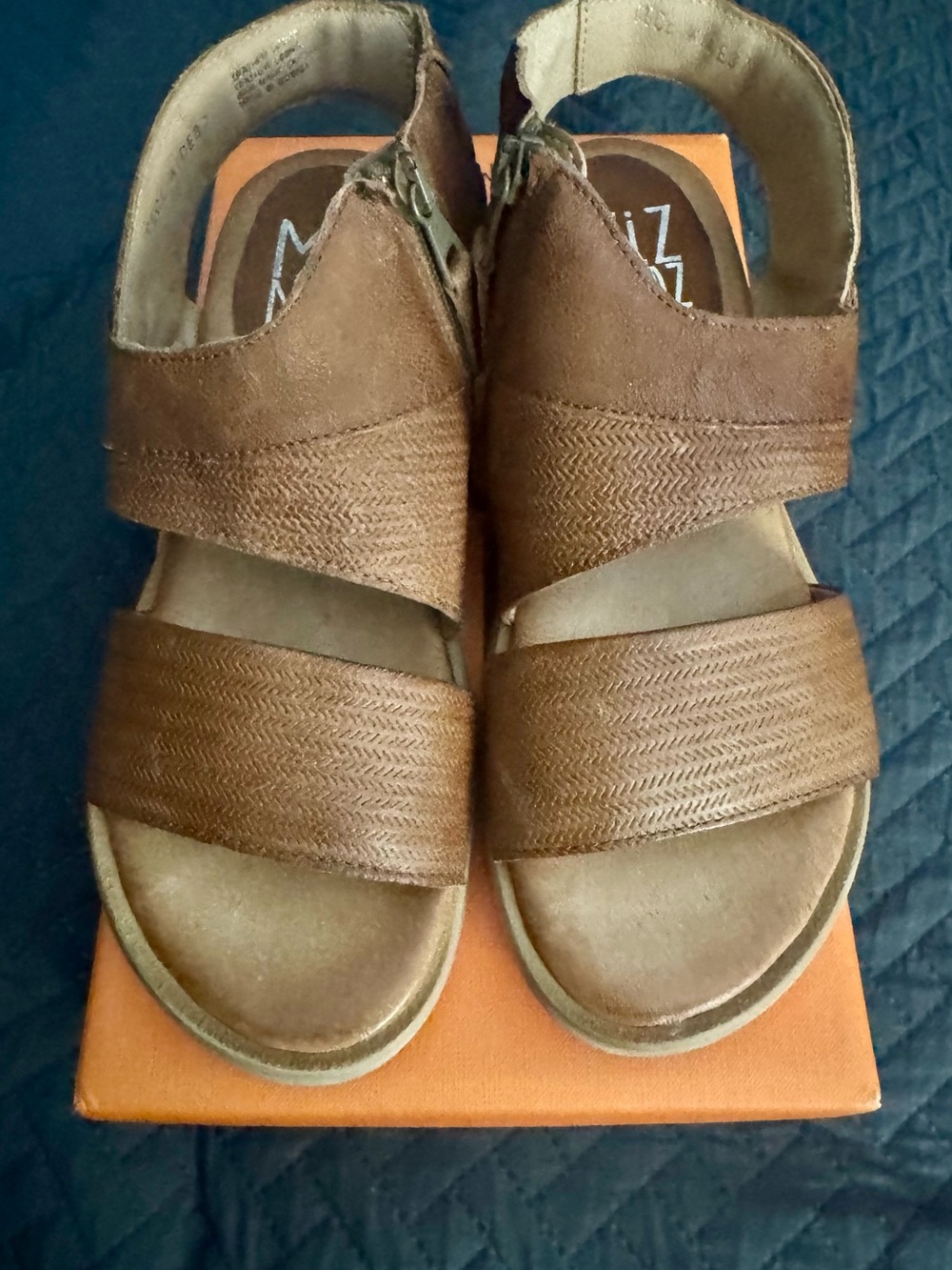 NEW Miz Mooz Wide Sandal in Brandy Brown Leather